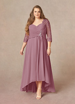 Azazie Devereaux Abiti per la Madre della Sposa Abito A-Line in Chiffon Pizzo Vintage Malva image6