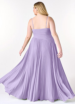 Azazie Vini Robes de demoiselle d'honneur Robe Trapèze en Mousseline de soie Col V plissé Lilas image9