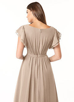 Azazie Daphne Modest Bridesmaid Dresses A-Line Ruffled Chiffon Floor-Length Dress image5