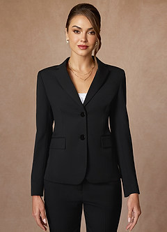 front Victoria Black Refined Weave Blazer