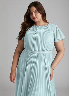 Azazie Kara Bescheidene Brautjungfernkleider A-Linie Plissee Chiffon Bodenlänge Kleid image6