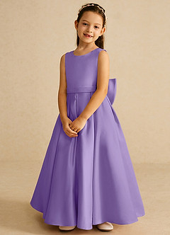 Azazie Pipsy Flower Girl Dresses Tahiti A-Line Bow Matte Satin Dress image4
