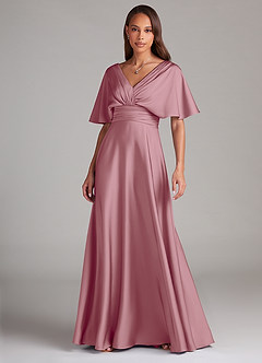 Azazie Pamela Bridesmaid Dresses Vintage Mauve A-Line Pleated Stretch Satin Dress image1