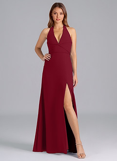 Azazie Odie Brautjungfernkleider A-Linie Chiffon Kleid Burgunderrot image5