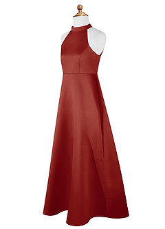 Azazie Laurel A-Linie Matter Satin Kleider Terrakotta image8