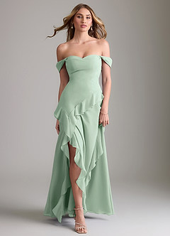 Azazie Sloane Bridesmaid Dresses Agave A-Line Sweetheart Neckline Chiffon Dress image5