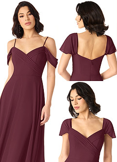 Azazie Tancie Bridesmaid Dresses Cabernet A-Line Off the Shoulder Chiffon Convertible Dress image6