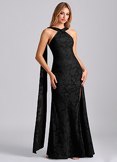 Azazie Kinsley Suknie dla druhen Syrena Pofałdowany Kwiatowe wypalenie Do ziemi Sukienka image4