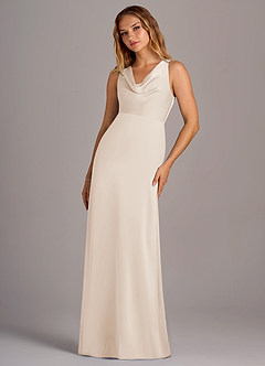 Azazie Wrenlee Bridesmaid Dresses White Alabaster A-Line Stretch Satin Dress image5