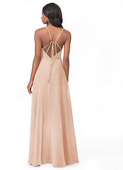 Azazie Everleigh Brautjungfernkleider A-Linie Herzchen Gefaltet Chiffon Kleid Englisches Rosa image2