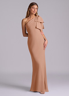 Azazie Yuanna Bridesmaid Dresses Champagne Rose Mermaid One Shoulder Chiffon Dress image3