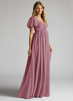Azazie Madisynn Maternity Bridesmaid Dresses Bow Chiffon Floor-Length Dress image3