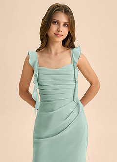 Azazie Jessamine Junior Robe Sirène en Mousseline de soie Décolleté en cœur Agave image7