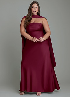 Azazie Saylor Bridesmaid Dresses Mulberry Mermaid Strapless Stretch Satin Dress image15