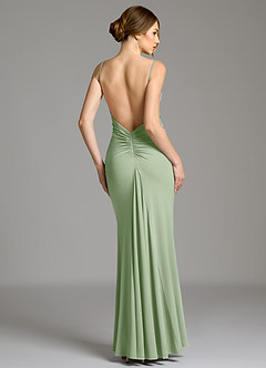 Azazie Jolene Bridesmaid Dresses Dusty Sage Mermaid Square Neckline Premium Stretch Jersey Dress image5