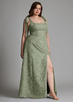 Azazie Debra Bridesmaid Dresses Pistachio A-Line with Pockets Floral Burnout Dress image10
