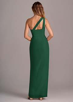 Azazie Tatianna Jurken voor bruidsmeisjes Jurk van Chiffon met Kolom One-Shoulder Donkergroen image2