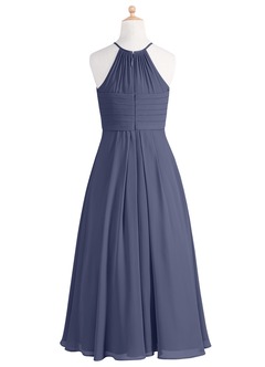 Azazie Ginger Junior Stormy A-Line Pleated Chiffon Dress image8
