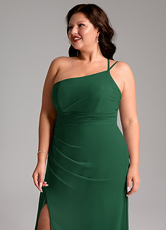 Azazie Eren Brautjungfernkleider Etui One-Shoulder Chiffon Kleid Dunkelgrün image13