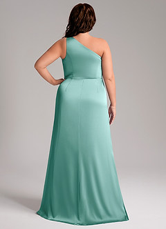 Azazie Phaedra Jurken voor bruidsmeisjes Jurk van Stretch Satijn met A-Lijn One-Shoulder Aqua image9
