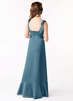 Azazie Barbara Junior Bermuda A-Line Bow Stretch Satin Dress image3