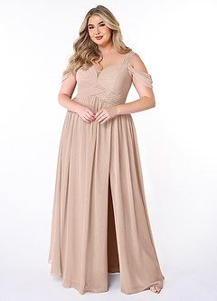 Azazie Lianne Bridesmaid Dresses English Rose A-Line Off the Shoulder Chiffon Dress image7