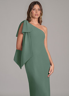 Azazie Capri Bridesmaid Dresses Eucalyptus A-Line One Shoulder Chiffon Dress image7