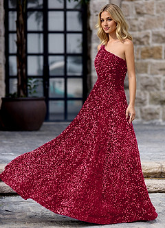Opulent Burgundy Velvet Sequins Prom Dress image5