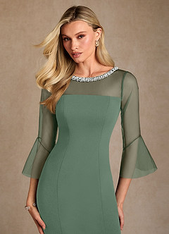 Azazie Bellevie Klänningar till brudens mor Klä Tubklänning i Stretch crepe Pärlbesatt Matcha image6