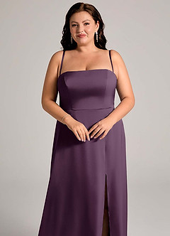 Azazie Wren Bridesmaid Dresses Plum A-Line Strapless Stretch Satin Convertible Dress image13