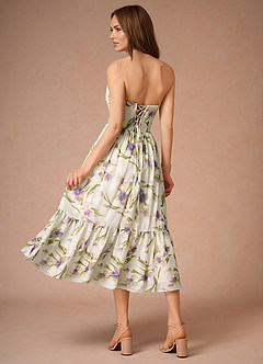 Vivian Striped Tiered Midi Dress in Cream/Mocha