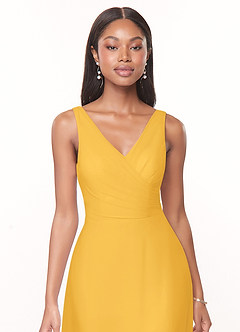 Azazie Nala Bridesmaid Dresses Marigold A-Line Pleated Chiffon Dress image4