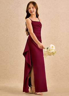 Azazie Cannoli Girls Formal Sukienki dla dziewczynek sypiących kwiaty Linia A Pofałdowany Satyna elastyczna Długość podłogi Sukienka image5