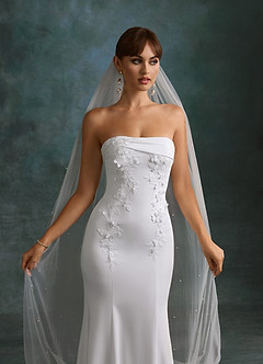 Azazie Katniss Robes de mariée Robe Sirène en Crêpe Dos Satin Bustier Diamant Blanc Champagne image8