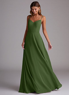 Azazie Marley Bridesmaid Dresses Olive A-Line Off the Shoulder Chiffon Convertible Dress image5