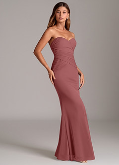 Azazie Katelyn Bridesmaid Dresses Amethyst Sheath Strapless Mesh Convertible Dress image4