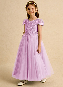 Azazie Puff Abiti da Ragazza di Fiori Abito Principessa in Tulle Pizzo Rosa Confetto image2