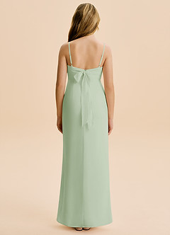 Azazie Mai Junior Vestido de Salvia Polvorienta de Gasa de Corte Recto con Plisado image2