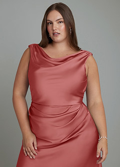 Azazie Kieryn Final Sale Dusty Sage Mermaid Pleated Stretch Satin Dress image11