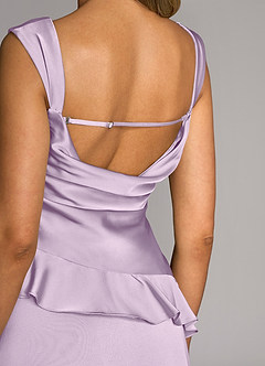 Azazie Sloane Bridesmaid Dresses Frosted Lilac A-Line Sweetheart Neckline Stretch Satin Dress image6