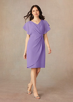 Azazie Julia Abiti per la Madre della Sposa Abito Tubino in Chiffon con Scollo a V a Pieghe Tahiti image1