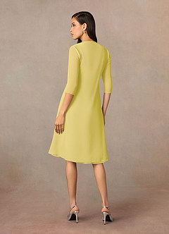 Azazie Olivia Kleider für die Brautmutter A-Linie Quadratischer Ausschnitt Gefaltet Chiffon Kleid Kanarienvogel image2