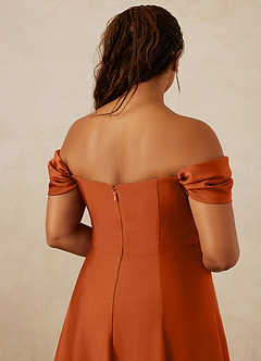 Christian Siriano Bridal for Azazie 1002 Bridesmaid Dresses Burnt Orange A-Line Off the Shoulder Stretch Satin Convertible Dress image14