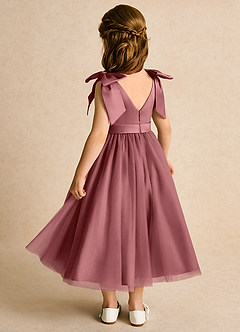 Azazie Serene Abiti da Ragazza di Fiori Abito Principessa in Raso Opaco Fiocco Ametista image3