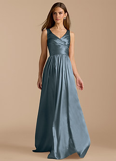 Azazie Keyla Bridesmaid Dresses Twilight A-Line Pleated Metallic Satin Dress image6