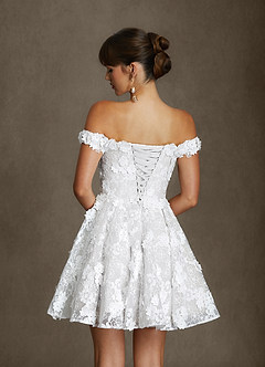Azazie Dolly Wedding Dresses Diamond White A-Line Off the Shoulder Lace Dress image7