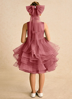 Azazie Tinie Robe Demoiselle D'honneur Fillette Robe Princesse en Tulle Arc Antique Rose image6