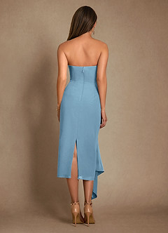 Azazie Dinanta Kleider für die Brautmutter Spalte Plissee Chiffon Kleid Stahlblau image3