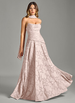 Azazie Gabriela 신부 들러리 드레스 A라인 스트랩리스 플로럴 번아웃 바닥 길이 드레스 image5