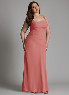 Azazie Agustina Robes à essayer chez vous Robe Sirène en Mousseline de soie Corset Rose Poussiéreuse image13